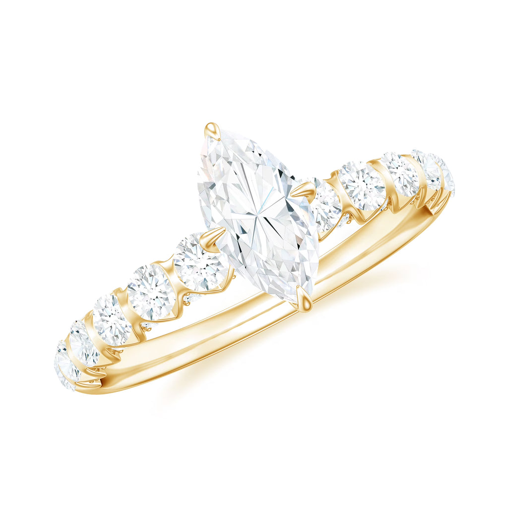 14K Yellow Gold Moissanite Solitaire Engagement Ring with Side Stones F56446