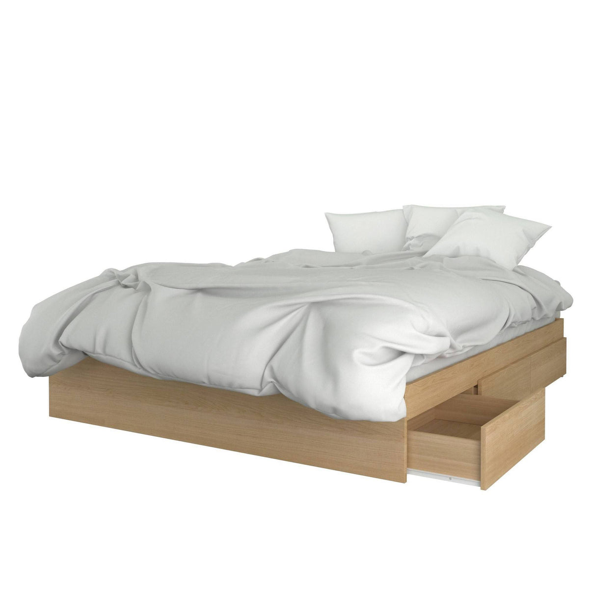 3 Piece Queen Size Bedroom Set, Natural Maple & Black W35859