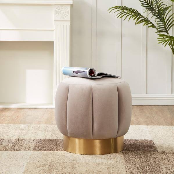 Dark Gray Channel Tufted Ottoman B49070