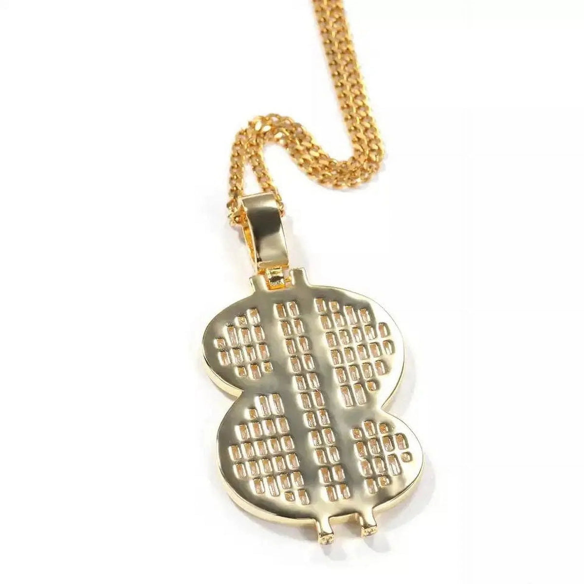 14K Gold Over Finish Simulated Diamond Pendant Necklace S7292