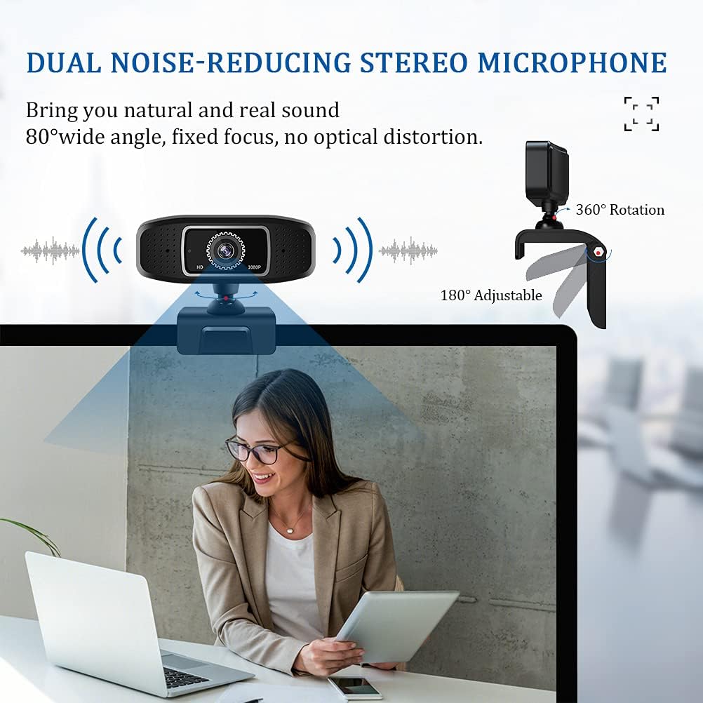 2 Pack 1080P Webcam with Built-in Microphone USB for PC Computer Q8536