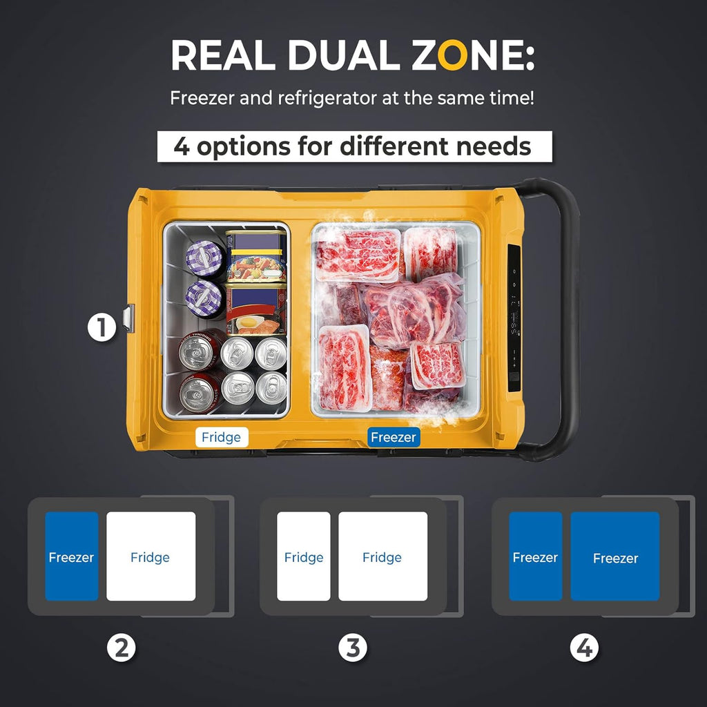 12 Volt Dual Zone Portable Refrigerator Freezer, 48 Quart (45L) Compressor, -4℉-68℉ I781