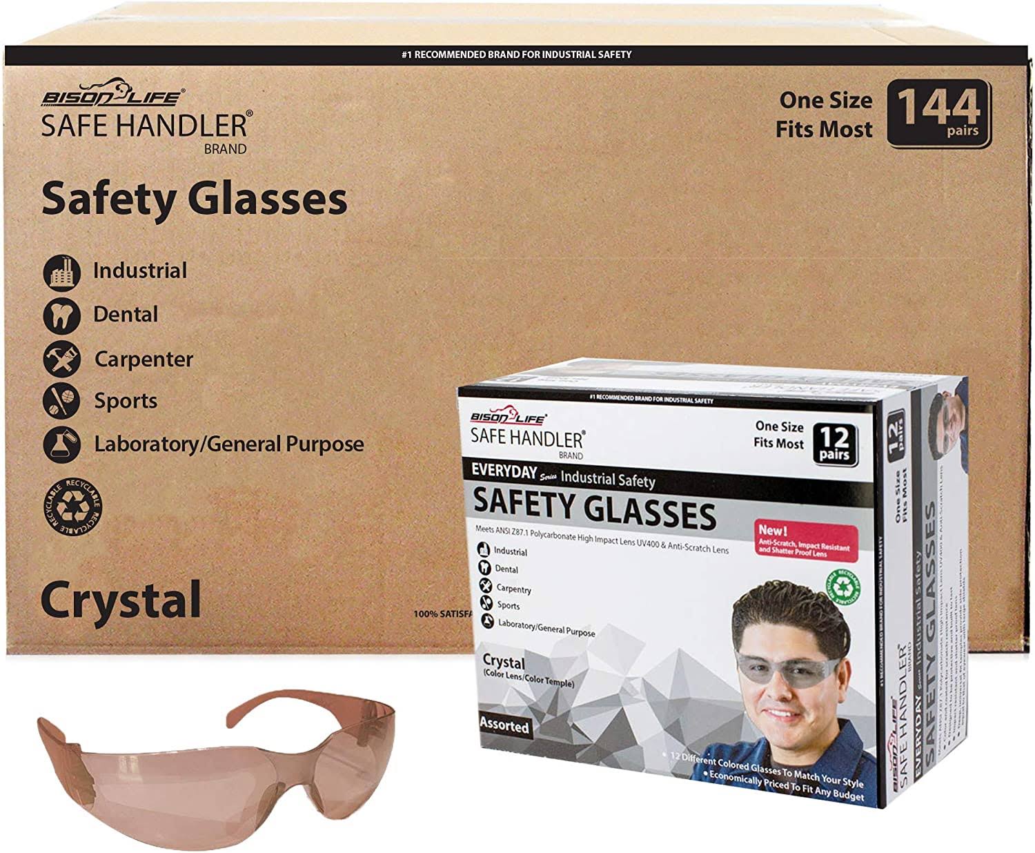 Brown Safety Glasses Pack of 144 M55628
