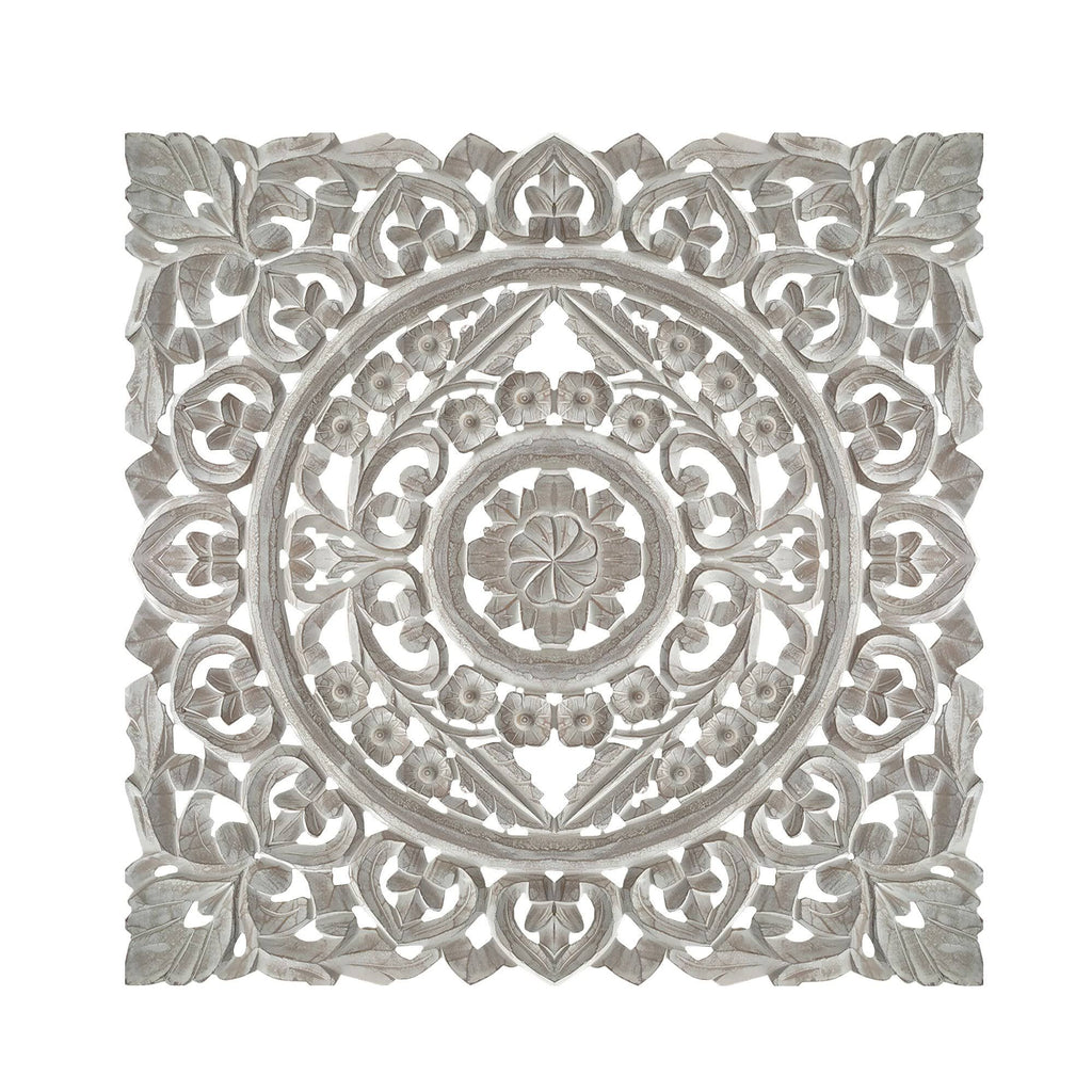 White Distressed Square Wooden Wall Panel J554