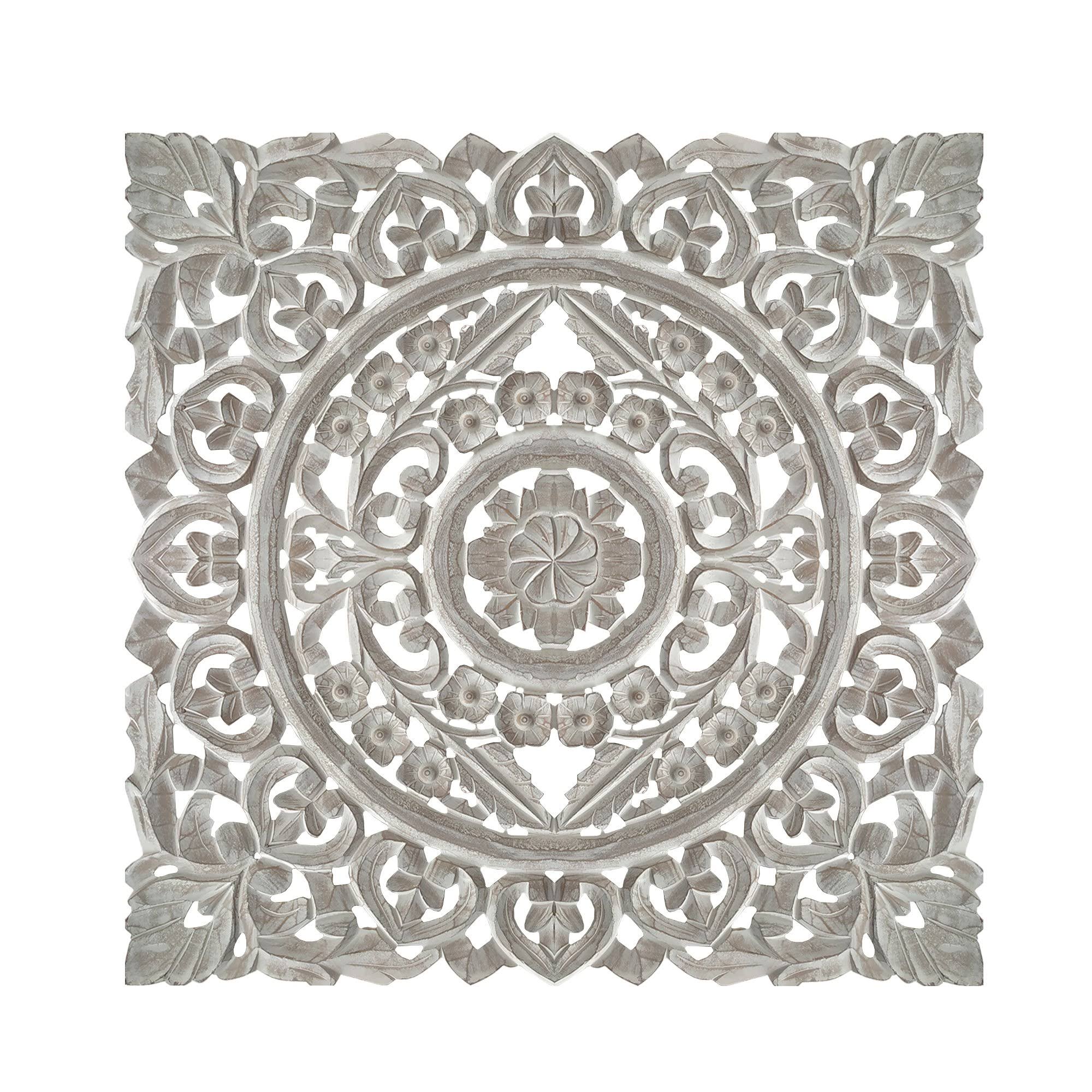 White Distressed Square Wooden Wall Panel J554
