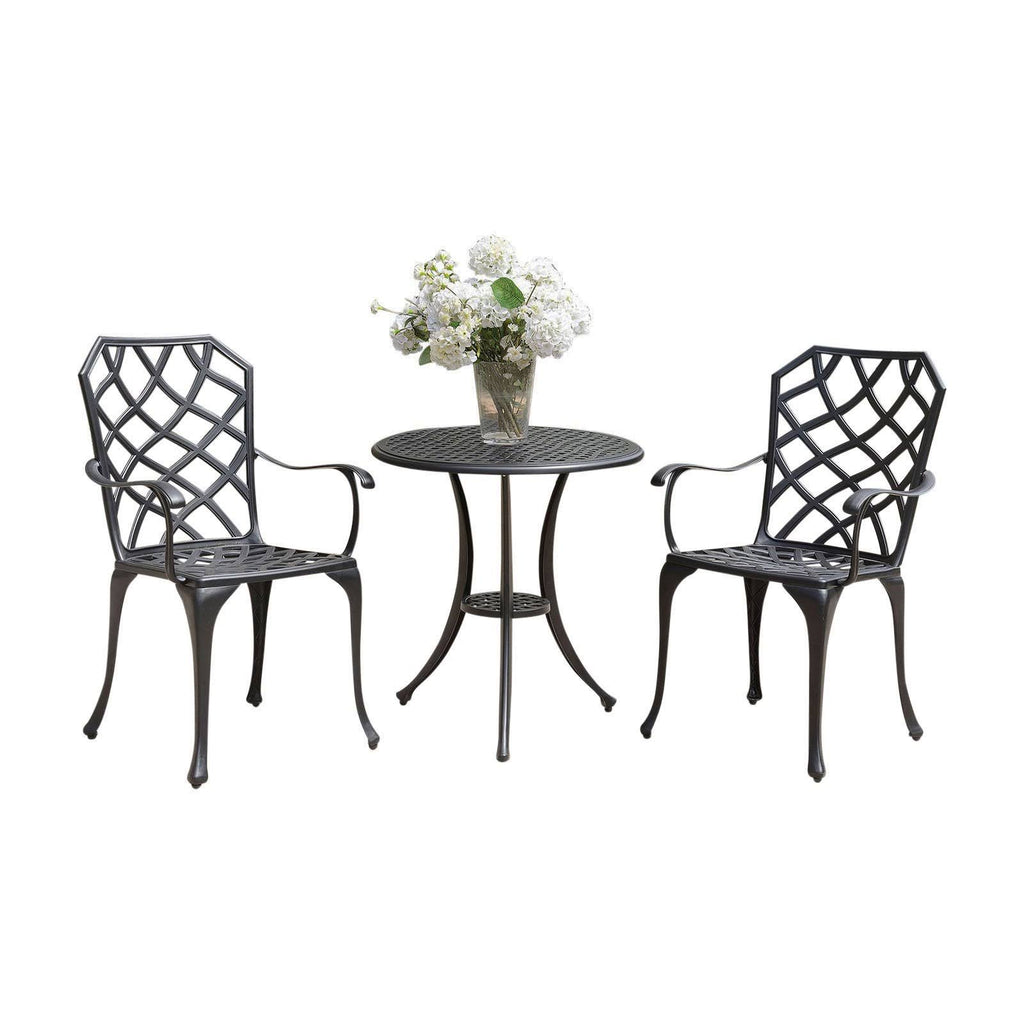 Black Table Set of 1 Table and 2 Chairs with Cabriole Legs L190196