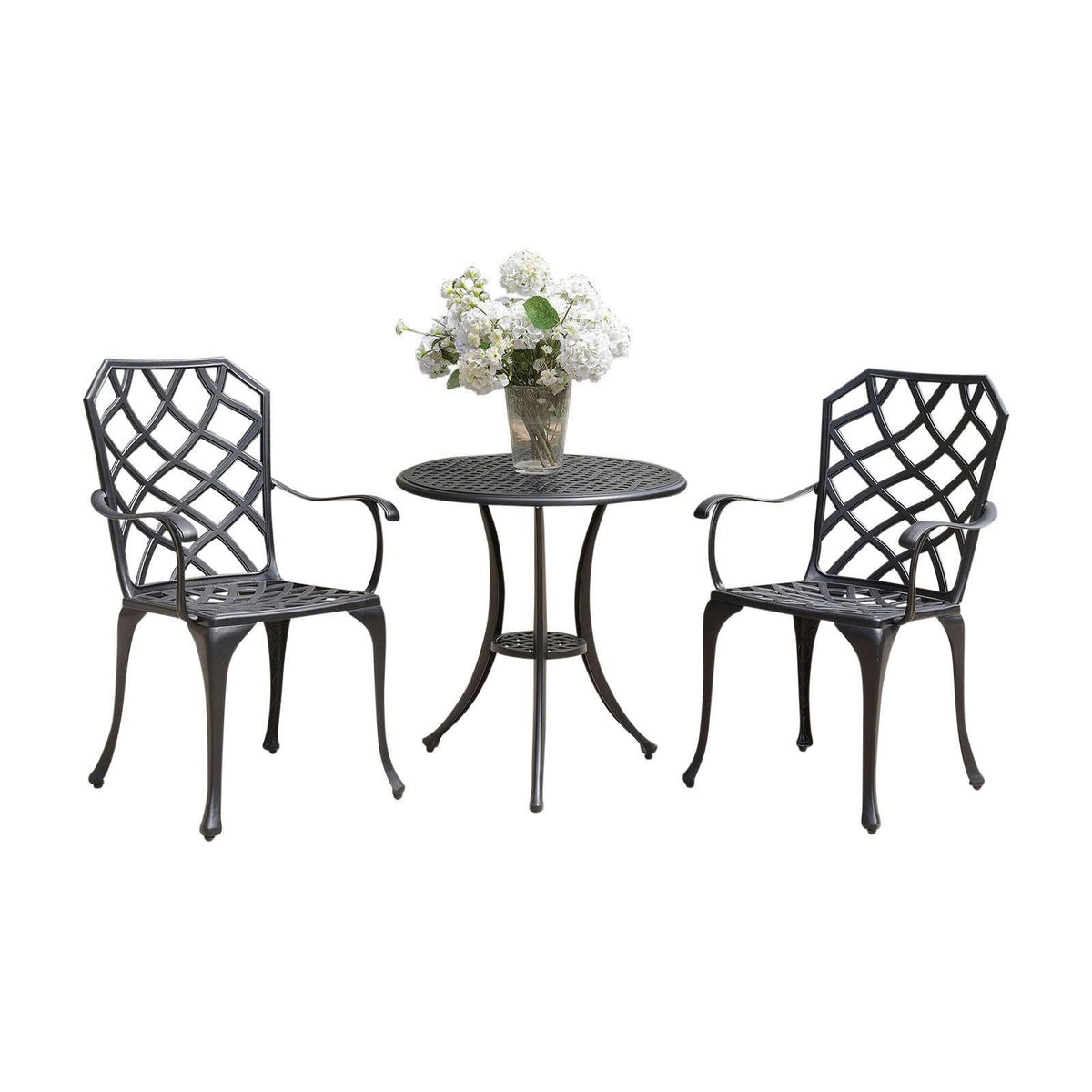 Black Table Set of 1 Table and 2 Chairs with Cabriole Legs L190196