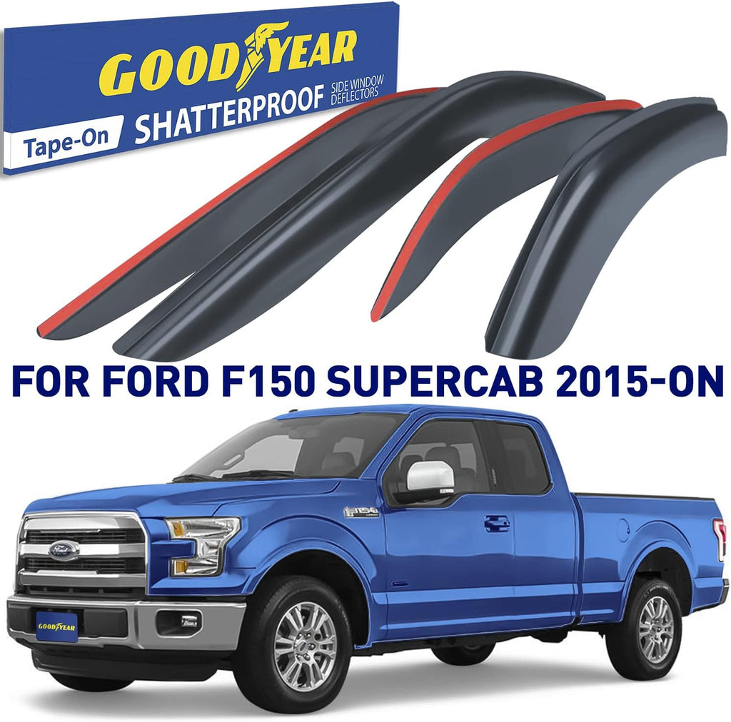Shatterproof Tape-on Window Deflectors for Trucks, 4 pcs J5628