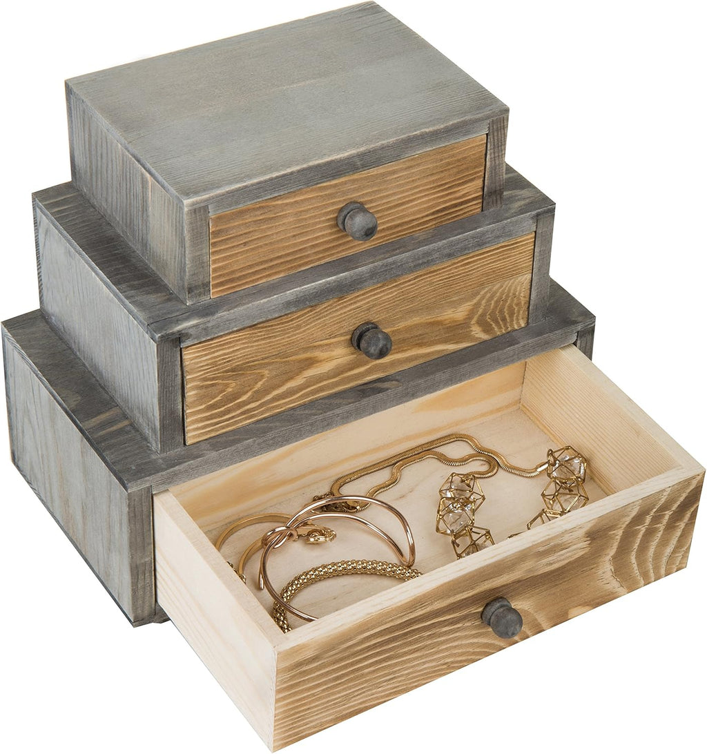 Rustic Wood 3-Drawer Desk Organizer Cabinet U728