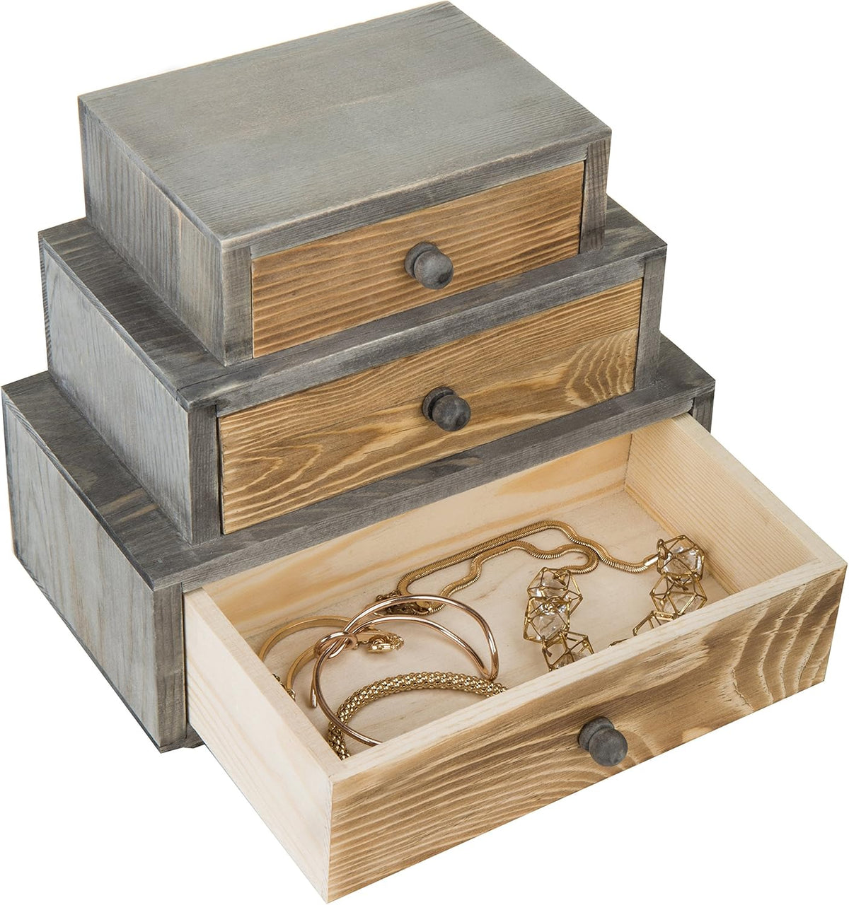 Rustic Wood 3-Drawer Desk Organizer Cabinet U728