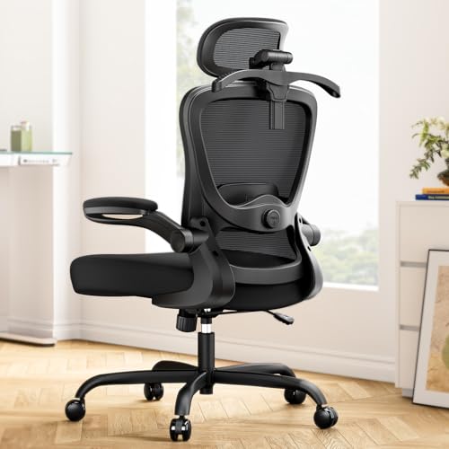Ergonomic Office Chair with 3D Lumbar Support, Headrest, Flip-Up Armrests, High Back, Thick Cushion U1113