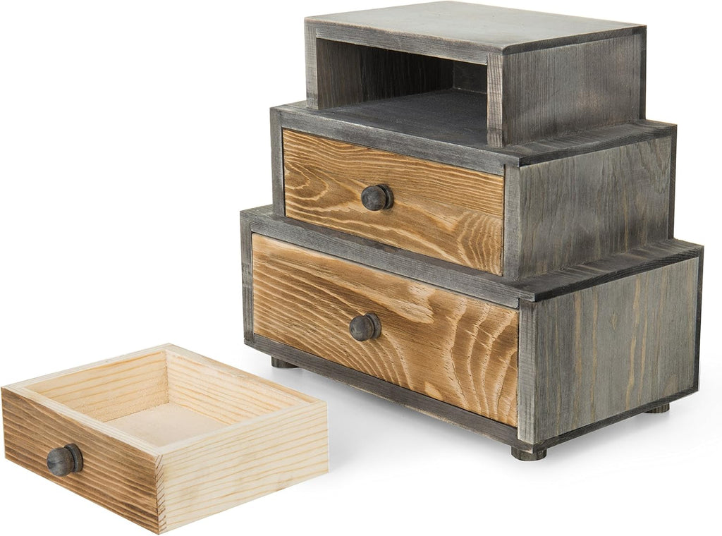 Rustic Wood 3-Drawer Desk Organizer Cabinet U728