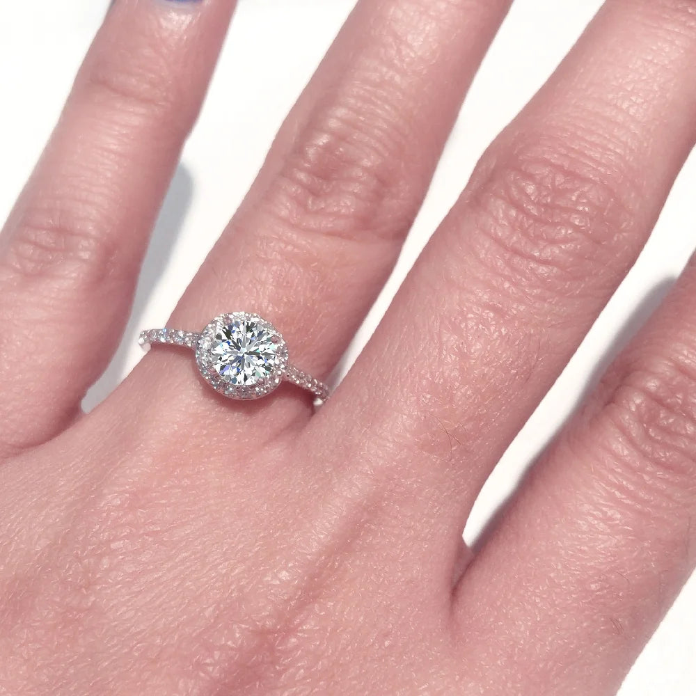 1.48 CT GIA Certified Round Brilliant Diamond Halo Engagement Ring 14K Gold L7858