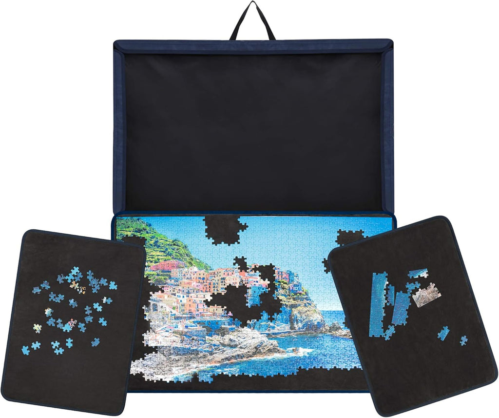 Jigsaw Puzzle Board with Trays & Cover, Non-Slip Surface, for Up to 1000 Pieces, Khaki, Pack of 2 Z1183