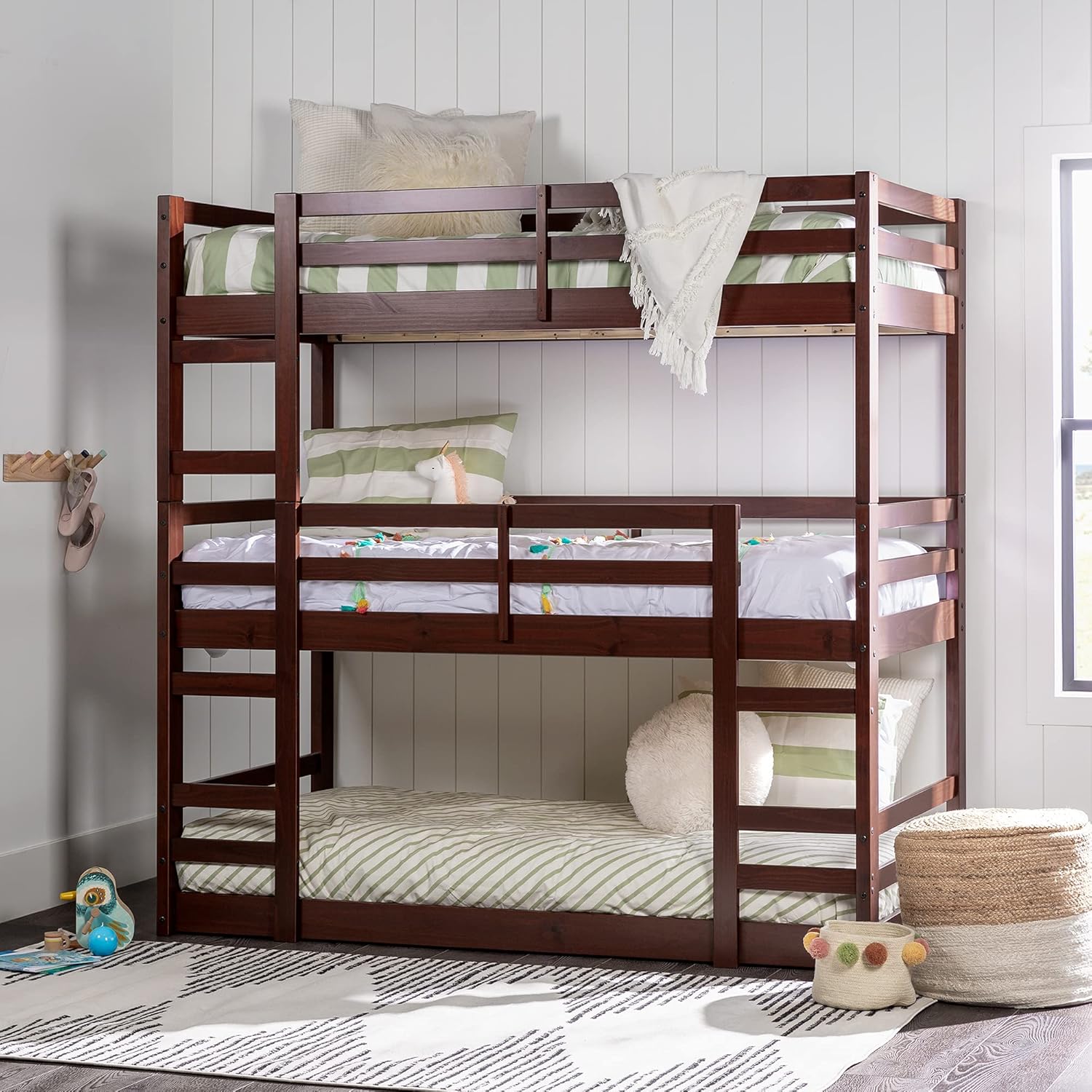 Grey Solid Wood Twin over Twin Bunk Bed Y460658