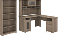 Espresso Oak L Shaped Desk with Hutch and 5 Shelf Bookcase C876