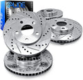 Front Rear Drilled and Slotted Brake Rotors R67107