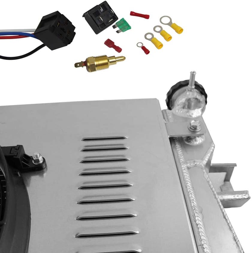 3 Row Aluminum Radiator with Shroud Fan and Thermostat F96802