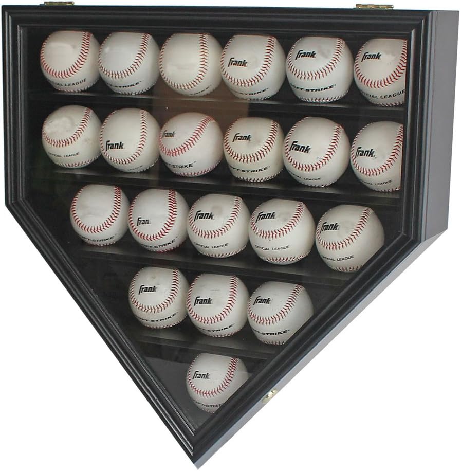 Solid Wood Baseball Display Case Shadow Box 21 Slots Lockable X29561