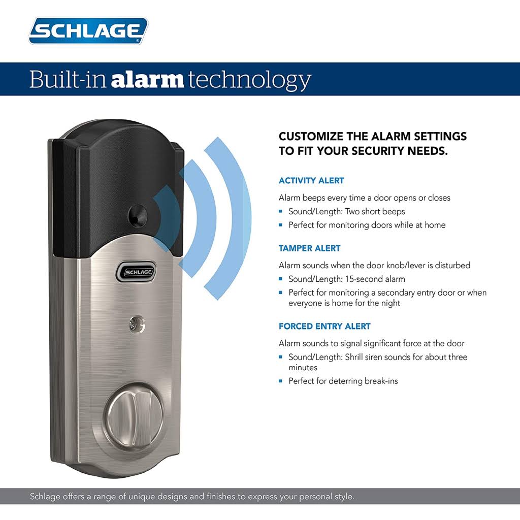 Satin Nickel Touchscreen Deadbolt with Alarm V8240