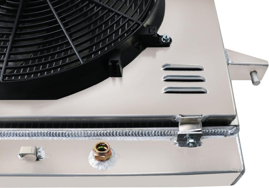 3 Row Aluminum Radiator with Electric Fan Shroud Thermostat Kit Combo X670257