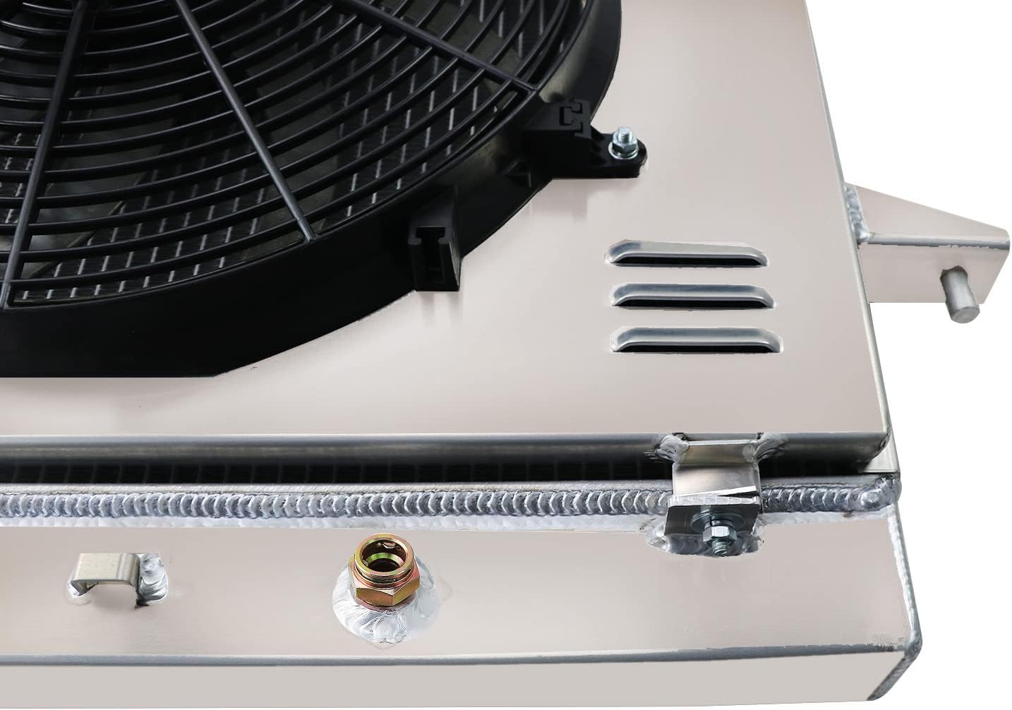 3 Row Aluminum Radiator with Electric Fan Shroud Thermostat Kit Combo X670257