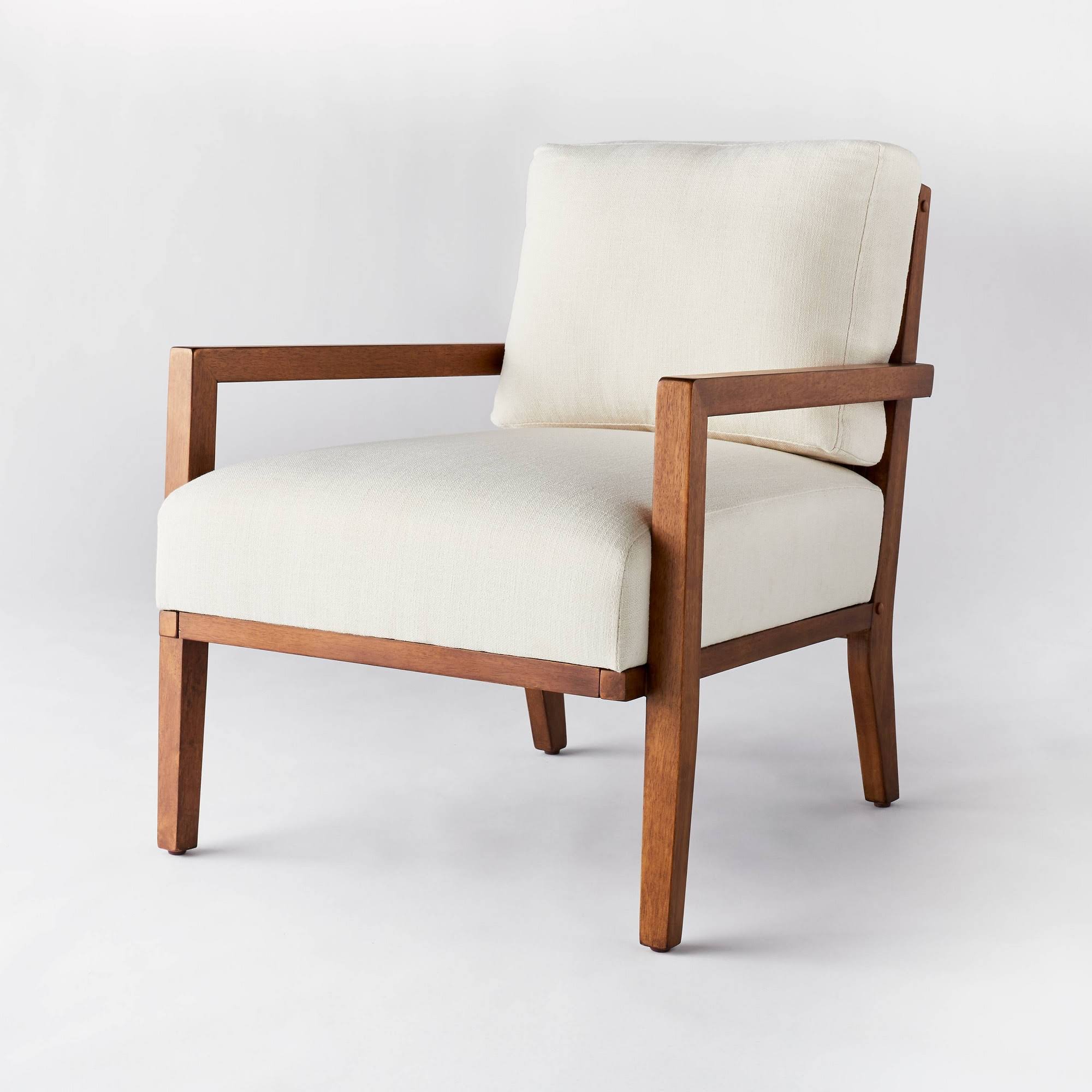 Cane Back Accent Chair Cream/Mid-tone Wood W4642