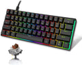 60% Wired Mechanical Gaming Keyboard 61 Keys RGB Backlit PBT Keycaps Brown Switch C930188