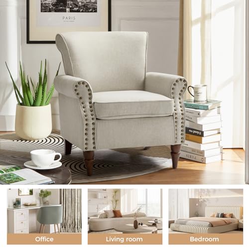 Accent Chairs Set of 2 with Wood Legs & Removable Cushion, RED B68066