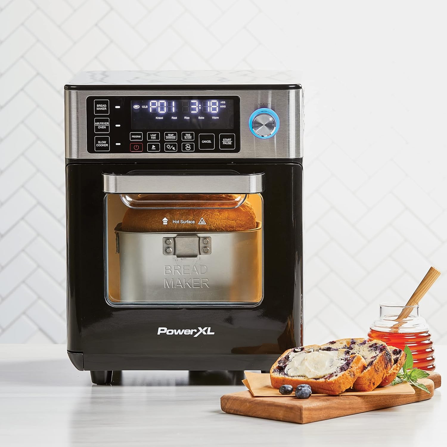 4-in-1 Air Fryer, Oven, Bread Maker, Slow Cooker, Black W38385