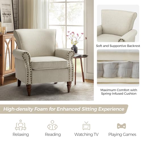 Accent Chairs Set of 2 with Wood Legs & Removable Cushion, RED B68066