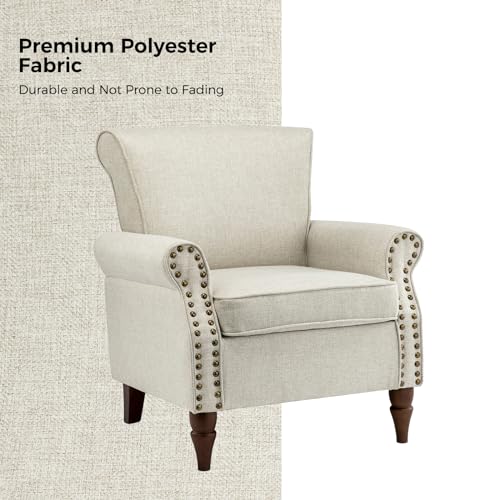 Accent Chairs Set of 2 with Wood Legs & Removable Cushion, RED B68066