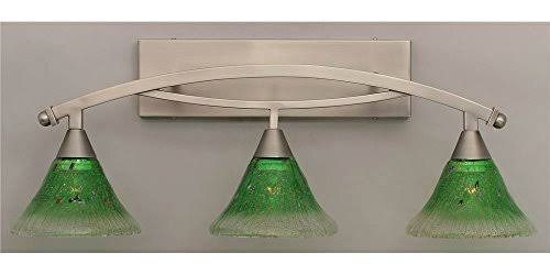 Three Light Bath Bar Brushed Nickel Finish with Kiwi Green Crystal Glass I342744