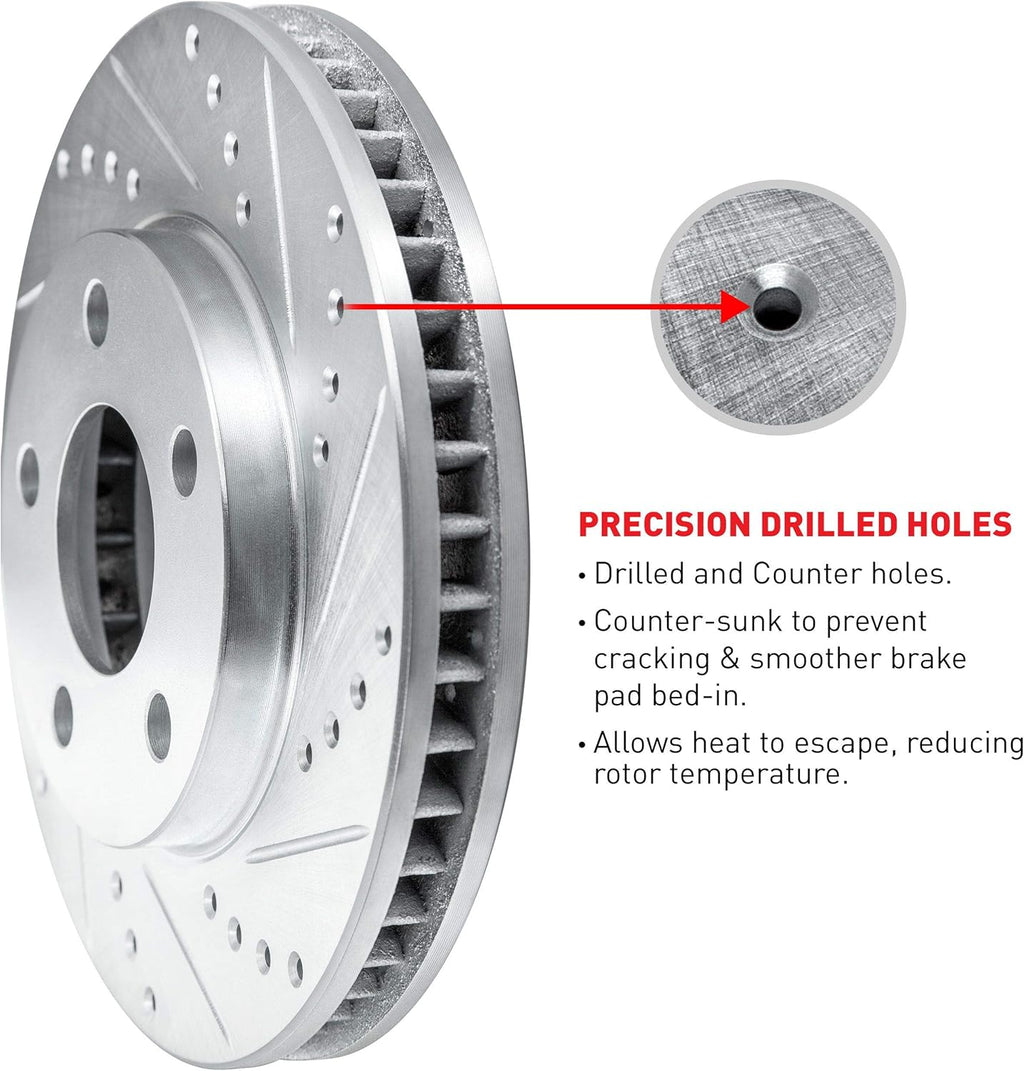 Front Rear Drilled and Slotted Brake Rotors R67107