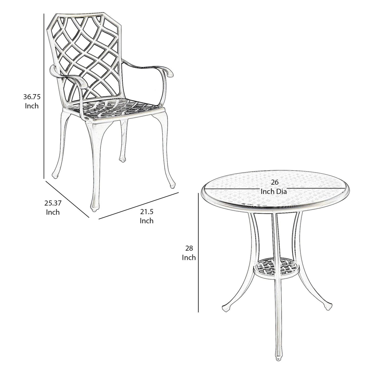Black Table Set of 1 Table and 2 Chairs with Cabriole Legs L190196