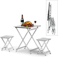 Folding Camping Table with 2 Chairs Aluminum Portable T99976