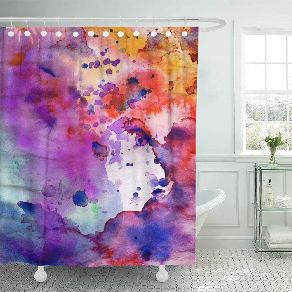 Watercolor Abstract Grunge Paint Splatter Orange Ink Shower Curtain 66x72 inch Z27162