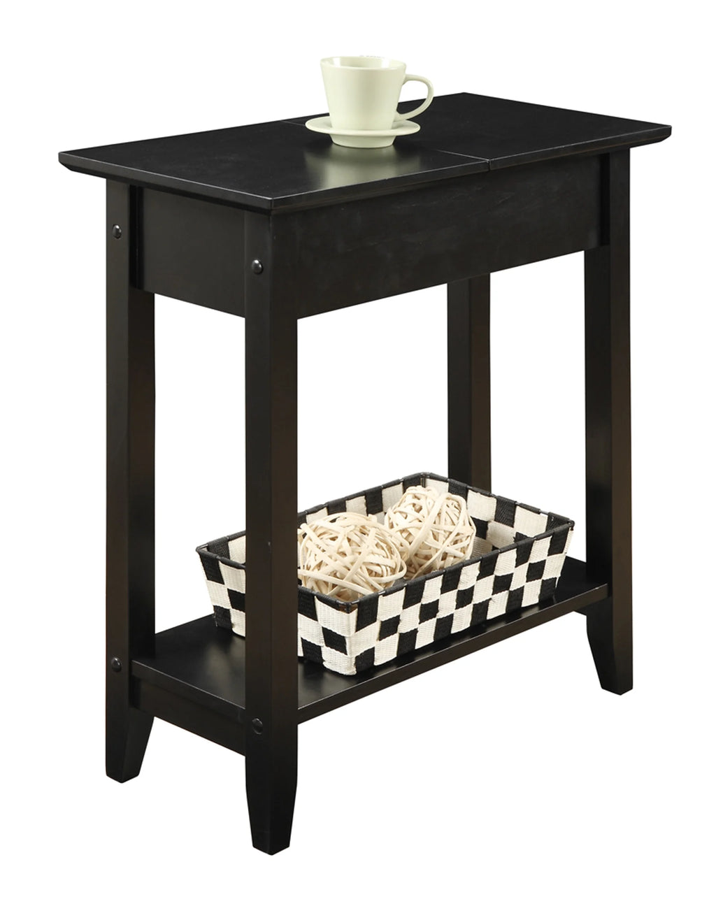 Black Flip Top End Table with Shelf S93131