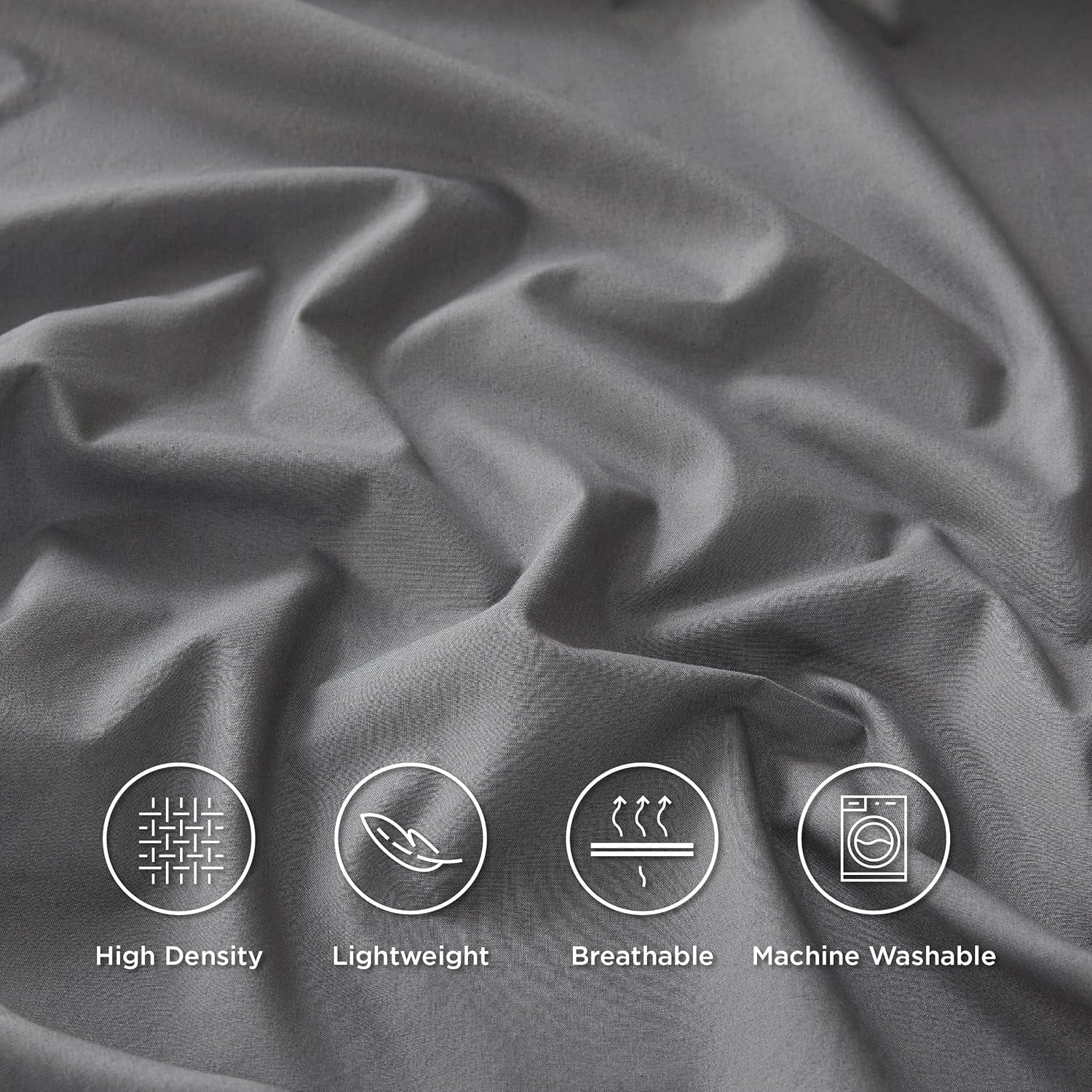 Grey Queen Size 100% Cotton Percale Sheet Set, 4 Pieces M208
