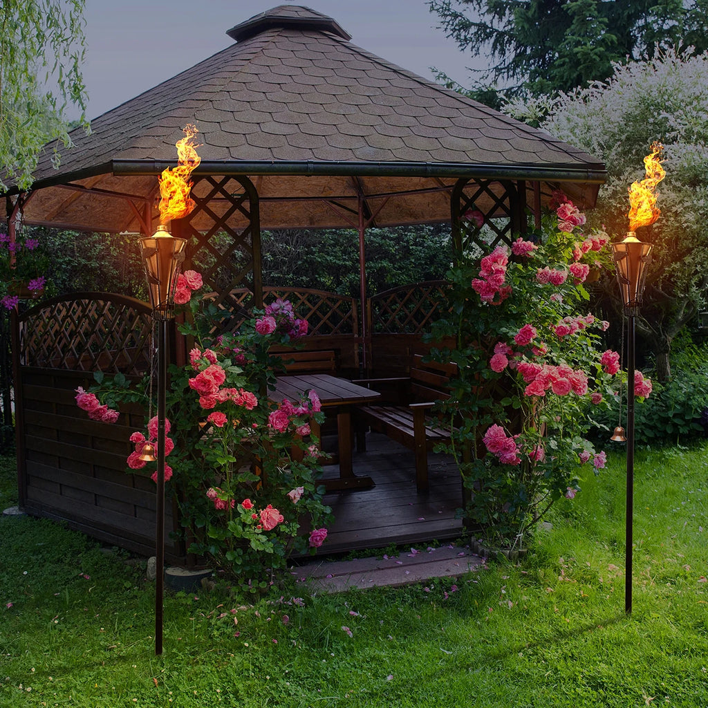 Bamboo Torches with Metal Oil Canisters, 5 ft F350943