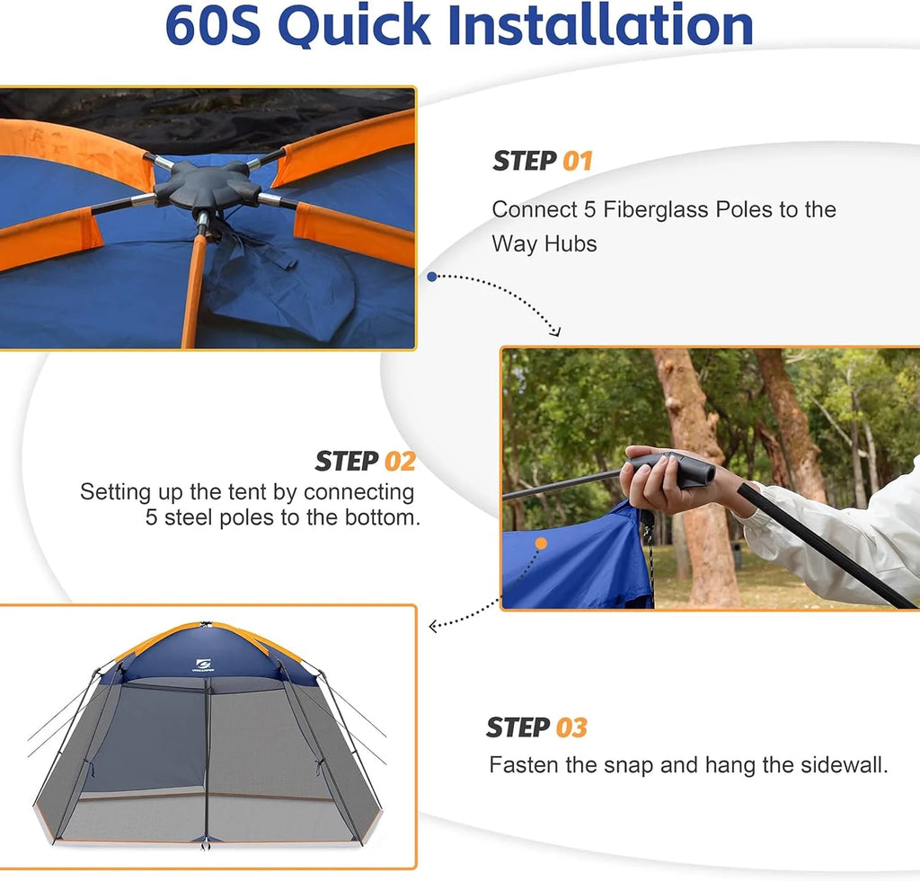 Navy Blue 13.5x13 Ft Mosquito Tent Gazebo with Sidewall T662747