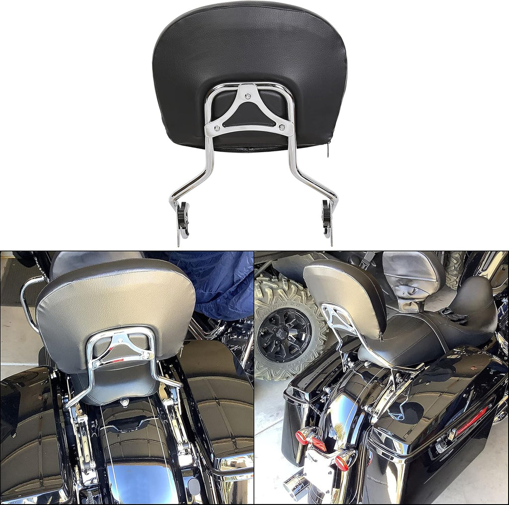 Detachable Passenger Backrest Sissy Bar Upright w/Pad Black Pack of 2 X885053