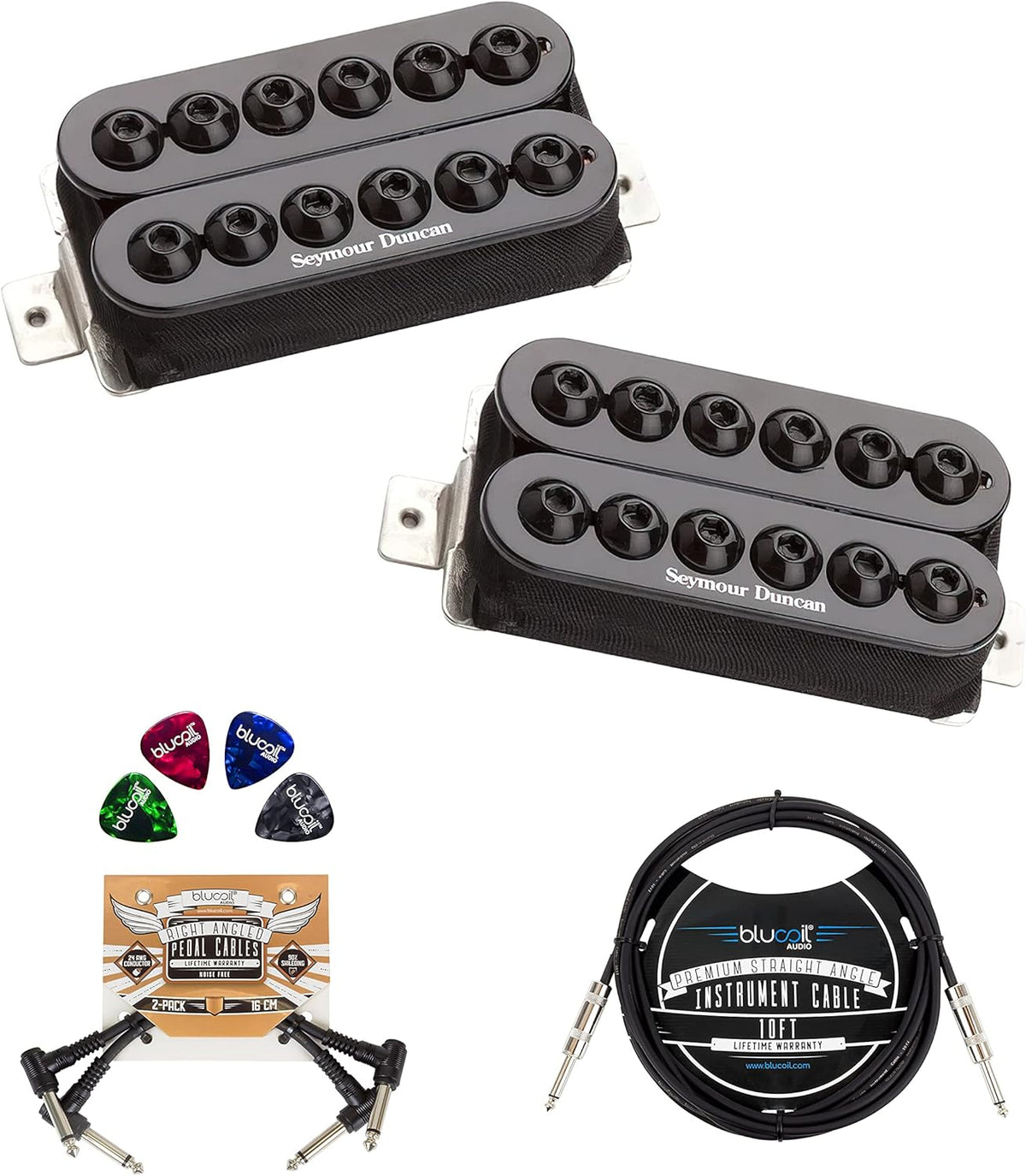 Humbucker Set with Guitar Picks, Patch Cables, and Instrument Cable I9010