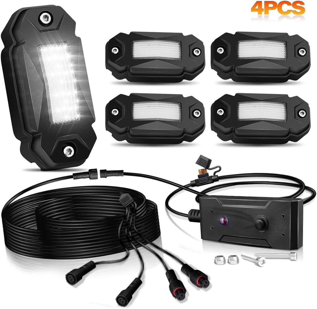 4Pods LED Rock Lights Kit with Switch Wire Harness L612