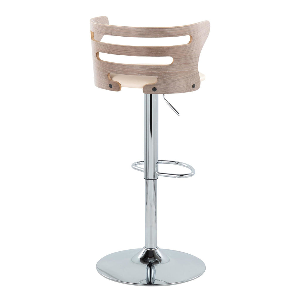 Light Grey Wood and Cream Faux Leather Swivel Barstool Set of 2 L216