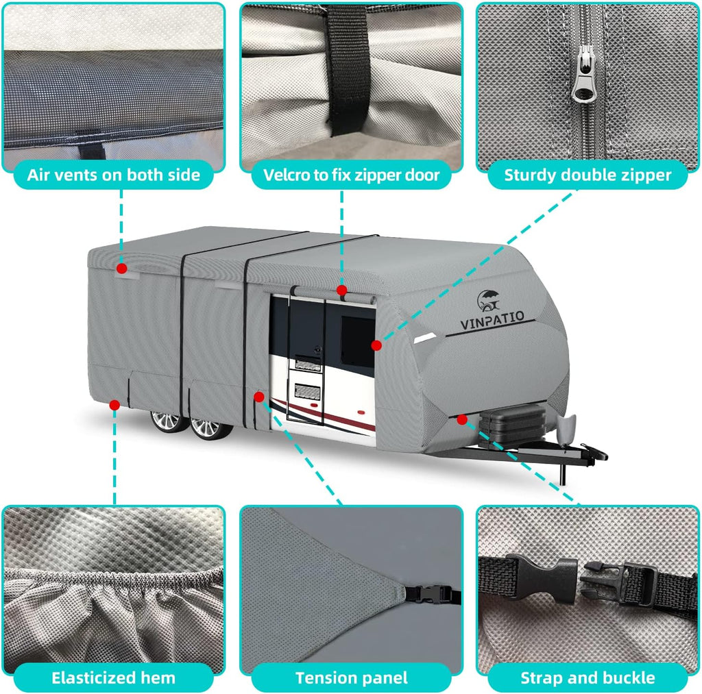 Travel Trailer Cover with Tongue Jack Cover and Straps M56419