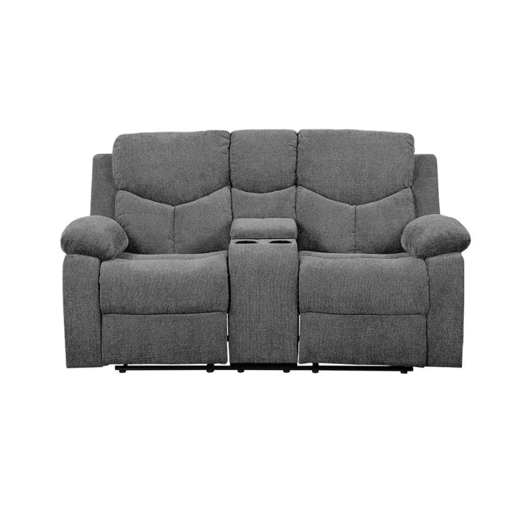 Gray Chenille Loveseat with Console H931
