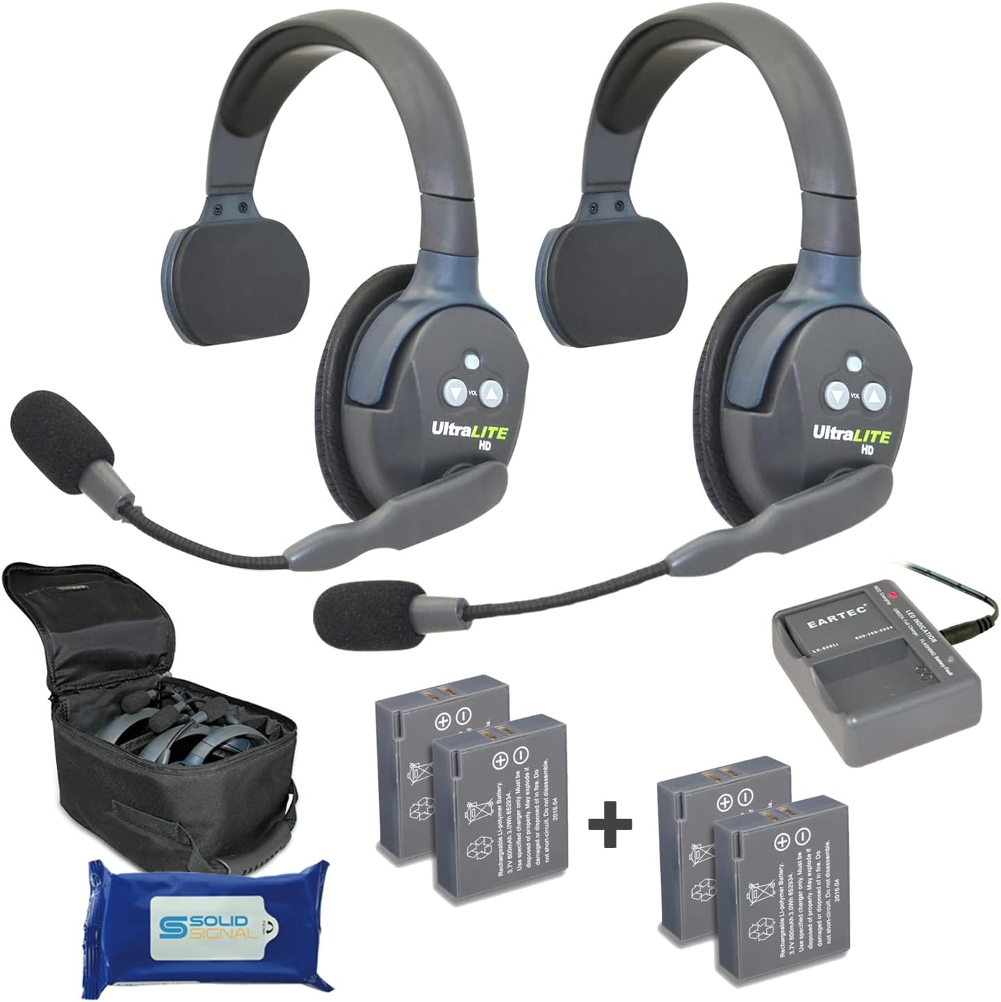 2 Dual Ear Wireless Headset Communication System with 2 Additional Batteries J408