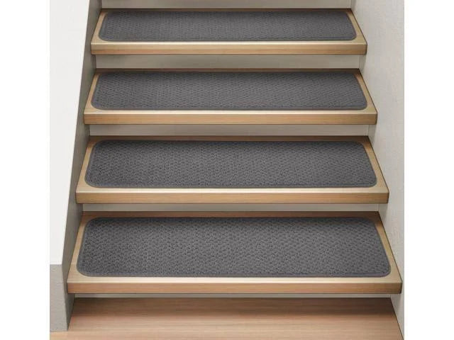 Set of 12 Attachable Carpet Stair Treads Gray 9 in. x 36 in. A4332