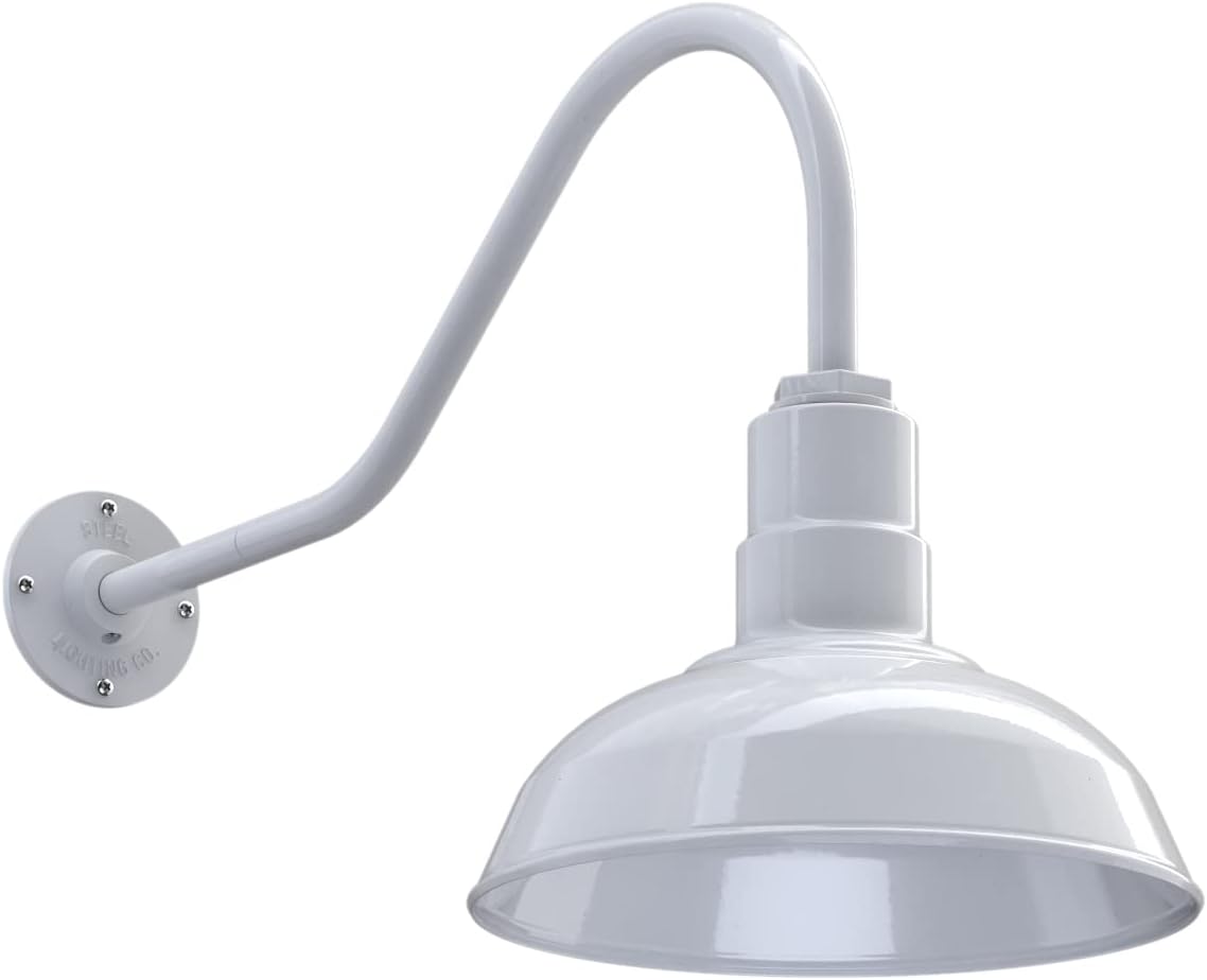 Matte Black 12 inch Dome 11 inch Gooseneck Outdoor Wall Mounted Barn Light G160
